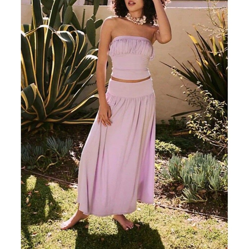 Free People Beach Serenity Purple Skirt Soft Maxi Skirt Size Xs